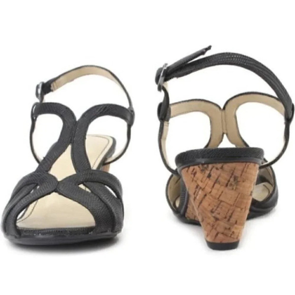 Naturalizer black snake hisa cork ankle wedges 6 - Picture 2 of 10